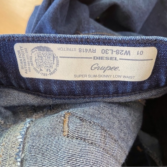 DIESEL Grupee low rise jeans super skinny dark blue coastal cowgirl 28 stretch - Picture 8 of 10